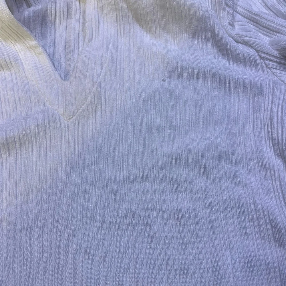 Madewell White Ribbed V-Neck Polo Tee - Picture 8 of 8